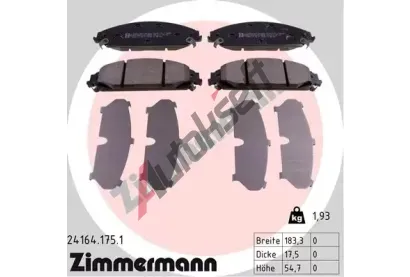 ZIMMERMANN Sada brzdovch destiek ZIM 24164.175.1, 24164.175.1
