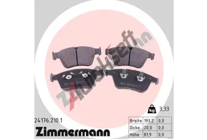 ZIMMERMANN Sada brzdovch destiek ZIM 24176.210.1, 24176.210.1