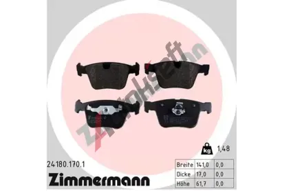 ZIMMERMANN Sada brzdovch destiek ZIM 24180.170.1, 24180.170.1