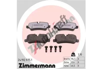 ZIMMERMANN Sada brzdovch destiek rd:z ZIM 24192.975.1, 24192.975.1