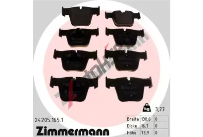 ZIMMERMANN Sada brzdovch destiek ZIM 24205.165.1, 24205.165.1