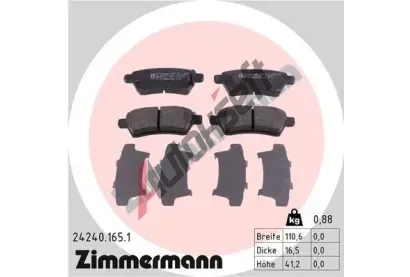 ZIMMERMANN Sada brzdov�ch desti�ek ZIM 24240.165.1, 24240.165.1