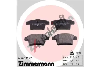 ZIMMERMANN Sada brzdových destiček ZIM 24260.165.2, 24260.165.2 ZIMMERMANN Sada brzdových destiček ZIM 24260.165.2, 24260.165.2