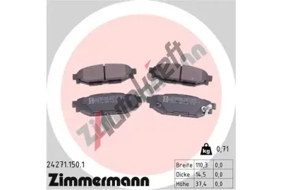 ZIMMERMANN Sada brzdových destiček ZIM 24271.150.1, 24271.150.1 ZIMMERMANN Sada brzdových destiček ZIM 24271.150.1, 24271.150.1