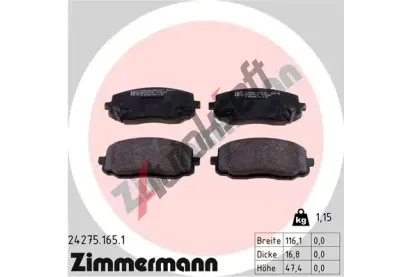 ZIMMERMANN Sada brzdovch destiek - kotouov brzda ZIM 24275.165.1, 24275.165.1