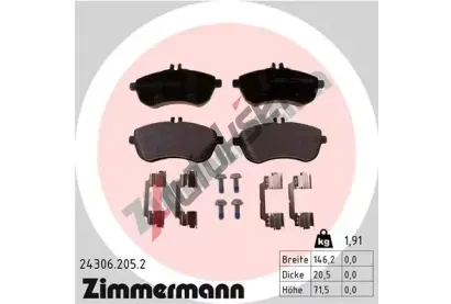 ZIMMERMANN Sada brzdovch destiek ZIM 24306.205.2, 24306.205.2