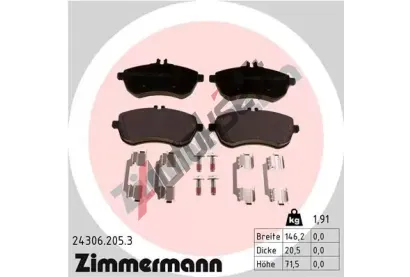 ZIMMERMANN Sada brzdovch destiek ZIM 24306.205.3, 24306.205.3