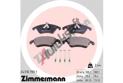 ZIMMERMANN Sada brzdovch destiek - kotouov brzda ZIM 24310.190.1, 24310.190.1