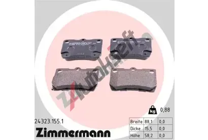 ZIMMERMANN Sada brzdovch destiek ZIM 24323.155.1, 24323.155.1