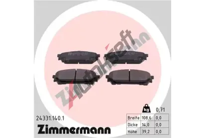 ZIMMERMANN Sada brzdovch destiek - kotouov brzda ZIM 24331.140.1, 24331.140.1