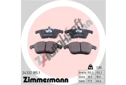 ZIMMERMANN Sada brzdovch destiek - kotouov brzda ZIM 24332.185.1, 24332.185.1