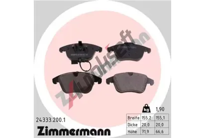 ZIMMERMANN Sada brzdovch destiek - kotouov brzda ZIM 24333.200.1, 24333.200.1
