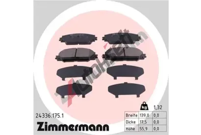 ZIMMERMANN Sada brzdovch destiek - kotouov brzda ZIM 24336.175.1, 24336.175.1