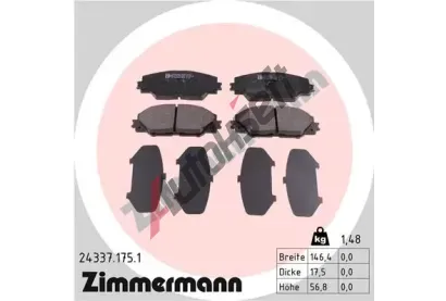 ZIMMERMANN Sada brzdovch destiek ZIM 24337.175.1, 24337.175.1