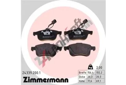 ZIMMERMANN Sada brzdových destiček - kotoučová brzda ZIM 24339.200.1, 24339.200.1 ZIMMERMANN Sada brzdových destiček - kotoučová brzda ZIM 24339.200.1, 24339.200.1