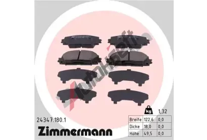 ZIMMERMANN Sada brzdovch destiek ZIM 24347.180.1, 24347.180.1