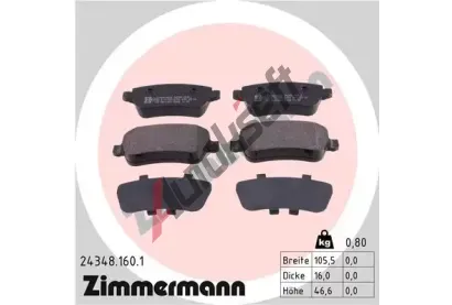 ZIMMERMANN Sada brzdových destiček - kotoučová brzda ZIM 24348.160.1, 24348.160.1 ZIMMERMANN Sada brzdových destiček - kotoučová brzda ZIM 24348.160.1, 24348.160.1