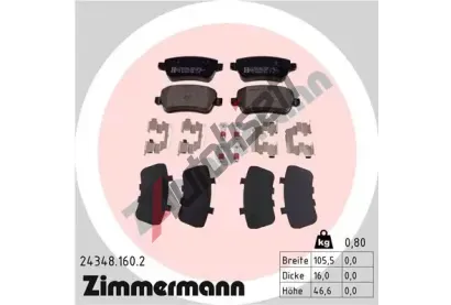 ZIMMERMANN Sada brzdových destiček ZIM 24348.160.2, 24348.160.2 ZIMMERMANN Sada brzdových destiček ZIM 24348.160.2, 24348.160.2