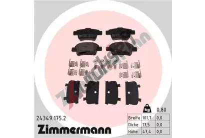 ZIMMERMANN Sada brzdovch destiek ZIM 24349.175.2, 24349.175.2