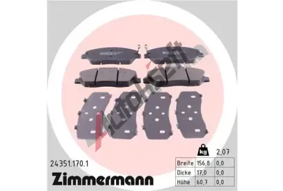 ZIMMERMANN Sada brzdovch destiek - kotouov brzda ZIM 24351.170.1, 24351.170.1