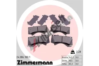 ZIMMERMANN Sada brzdovch destiek ZIM 24386.180.1, 24386.180.1
