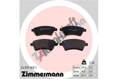 ZIMMERMANN Sada brzdových destiček - kotoučová brzda ZIM 24391.160.1, 24391.160.1 ZIMMERMANN Sada brzdových destiček - kotoučová brzda ZIM 24391.160.1, 24391.160.1