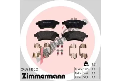 ZIMMERMANN Sada brzdových destiček ZIM 24391.160.2, 24391.160.2 ZIMMERMANN Sada brzdových destiček ZIM 24391.160.2, 24391.160.2