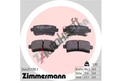 ZIMMERMANN Sada brzdovch destiek ZIM 24421.170.1, 24421.170.1