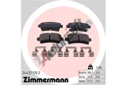 ZIMMERMANN Sada brzdovch destiek ZIM 24421.170.2, 24421.170.2