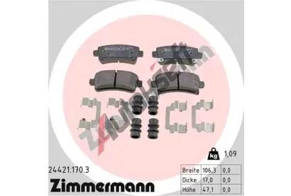 ZIMMERMANN Sada brzdovch destiek ZIM 24421.170.3, 24421.170.3