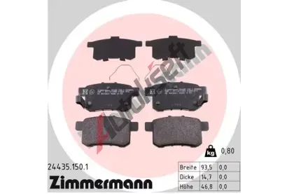 ZIMMERMANN Sada brzdovch destiek ZIM 24435.150.1, 24435.150.1
