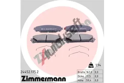 ZIMMERMANN Sada brzdovch destiek ZIM 24452.175.2, 24452.175.2