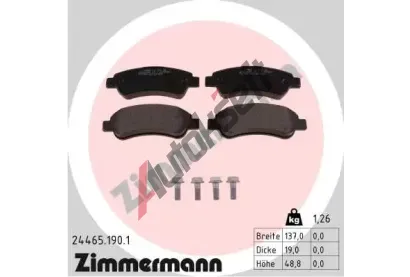 ZIMMERMANN Sada brzdových destiček - kotoučová brzda ZIM 24465.190.1, 24465.190.1  ZIMMERMANN Sada brzdových destiček - kotoučová brzda ZIM 24465.190.1, 24465.190.1