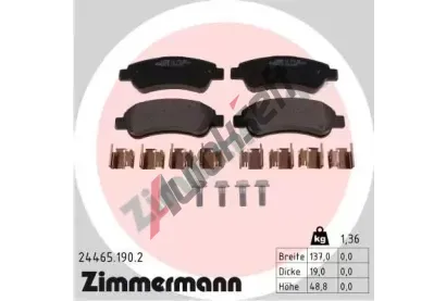 ZIMMERMANN Sada brzdových destiček ZIM 24465.190.2, 24465.190.2  ZIMMERMANN Sada brzdových destiček ZIM 24465.190.2, 24465.190.2