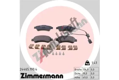 ZIMMERMANN Sada brzdových destiček ZIM 24465.190.4, 24465.190.4 ZIMMERMANN Sada brzdových destiček ZIM 24465.190.4, 24465.190.4