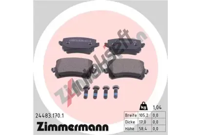 ZIMMERMANN Sada brzdovch destiek ZIM 24483.170.1, 24483.170.1