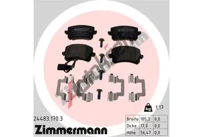 ZIMMERMANN Sada brzdovch destiek ZIM 24483.170.3, 24483.170.3