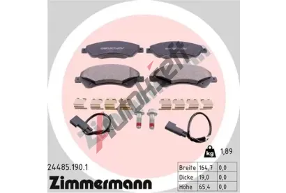 ZIMMERMANN Sada brzdovch destiek - kotouov brzda ZIM 24485.190.1, 24485.190.1