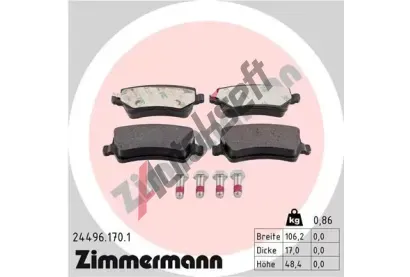 ZIMMERMANN Sada brzdovch destiek - kotouov brzda ZIM 24496.170.1, 24496.170.1