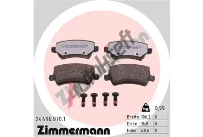 ZIMMERMANN Sada brzdovch destiek rd:z ZIM 24496.970.1, 24496.970.1