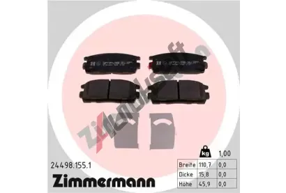 ZIMMERMANN Sada brzdovch destiek - kotouov brzda ZIM 24498.155.1, 24498.155.1