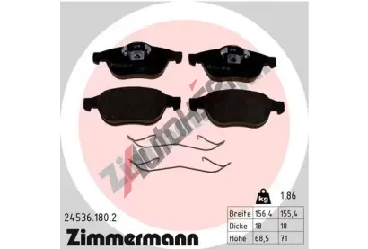 ZIMMERMANN Sada brzdovch destiek ZIM 24536.180.2, 24536.180.2