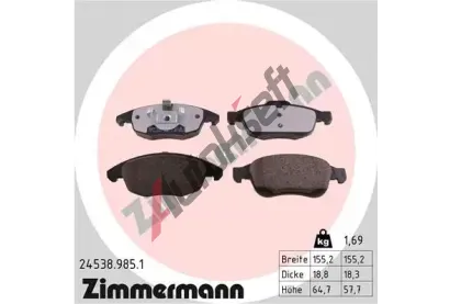 ZIMMERMANN Sada brzdových destiček rd:z ZIM 24538.985.1, 24538.985.1  ZIMMERMANN Sada brzdových destiček rd:z ZIM 24538.985.1, 24538.985.1