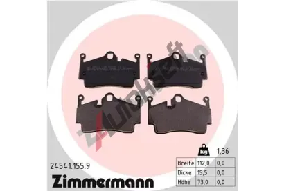 ZIMMERMANN Sada brzdovch destiek kotouov brzdy ZIM 24541.155.9, 24541.155.9