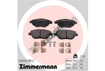 ZIMMERMANN Sada brzdových destiček ZIM 24549.190.2, 24549.190.2 ZIMMERMANN Sada brzdových destiček ZIM 24549.190.2, 24549.190.2