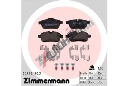 ZIMMERMANN Sada brzdovch destiek ZIM 24559.180.2, 24559.180.2