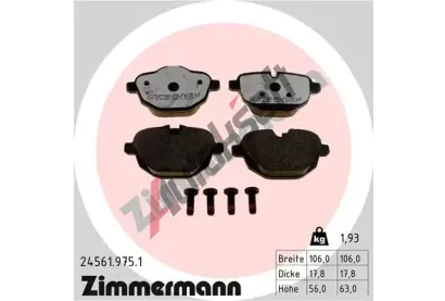 ZIMMERMANN Sada brzdovch destiek rd:z ZIM 24561.975.1, 24561.975.1