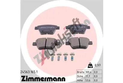 ZIMMERMANN Sada brzdovch destiek - kotouov brzda ZIM 24563.165.1, 24563.165.1