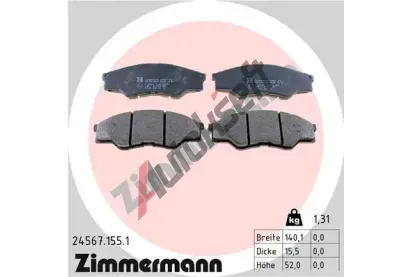 ZIMMERMANN Sada brzdovch destiek ZIM 24567.155.1, 24567.155.1