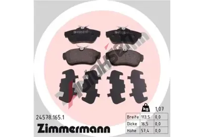 ZIMMERMANN Sada brzdovch destiek - kotouov brzda ZIM 24578.165.1, 24578.165.1
